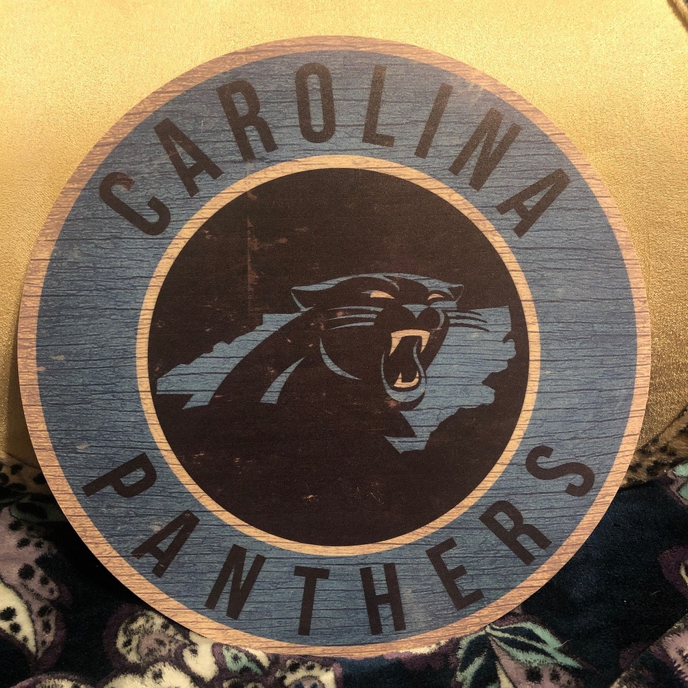 NWT Round Wooden Carolina Panthers NC sign